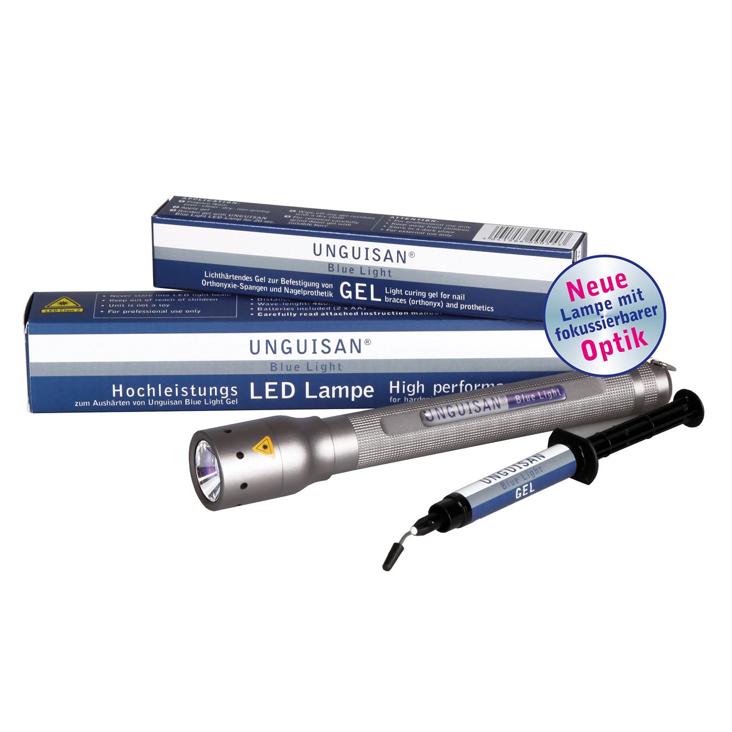 LED-Lampe Blue Light & Blue Light-Gel-Dosierspritze (3ml)